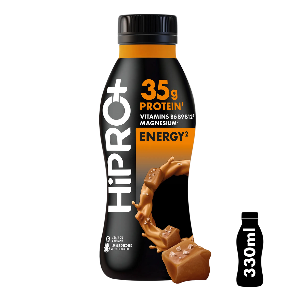 HiPRO Energy Protein Shake Gezouten Karamel - 35g proteïne, vitamine B6 B9 B12 & magnesium 330ml 