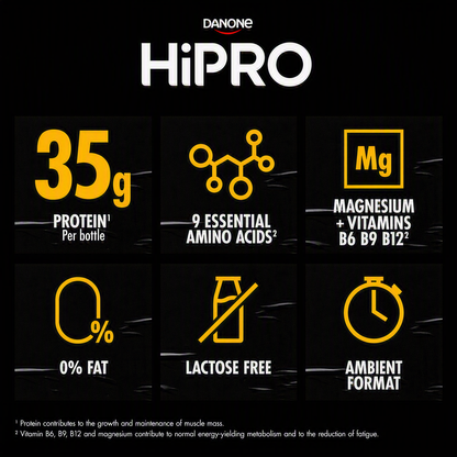 HiPRO Protein Shake Saveur Vanille – 35 g de protéines, vitamines B6 B9 B12 & magnésium 330 ml